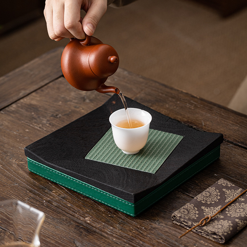 Bàn trà gỗ nhỏ bằng gỗ sáp trắng nướng than cổ điển kiểu mới Khay trà pha khô khay thủ công khay pha khô bằng gỗ