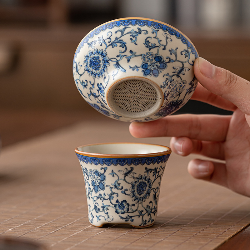 Màu vàng be hở lỗ trà lò Ru lọc trà bộ trà duy nhất bộ trà Kung Fu lưới lọc gốm lọc trà ngăn trà phễu