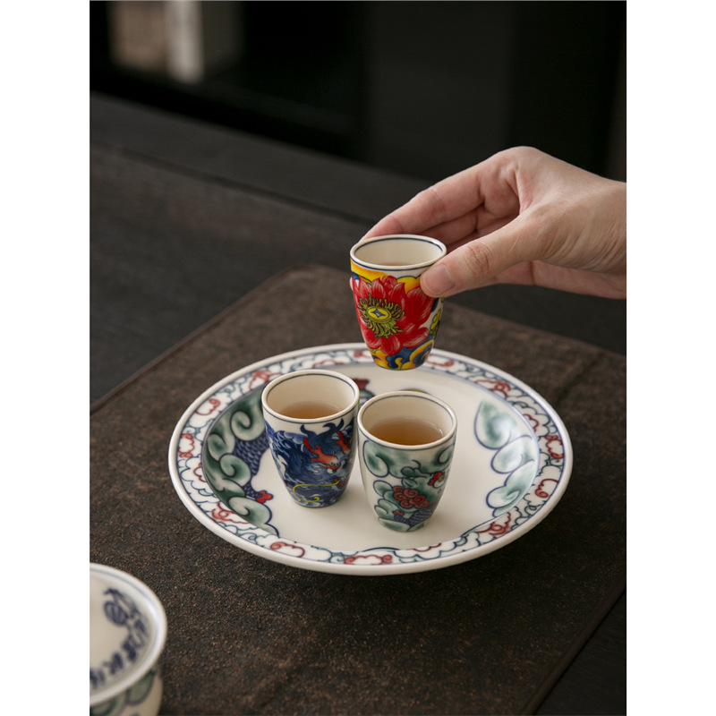 Khay xốp khô gốm sứ thủ công cổ điển, bình gia dụng, đế lót ấm, phụ kiện bộ trà gia dụng, khay đựng trà nhỏ, khay trái cây