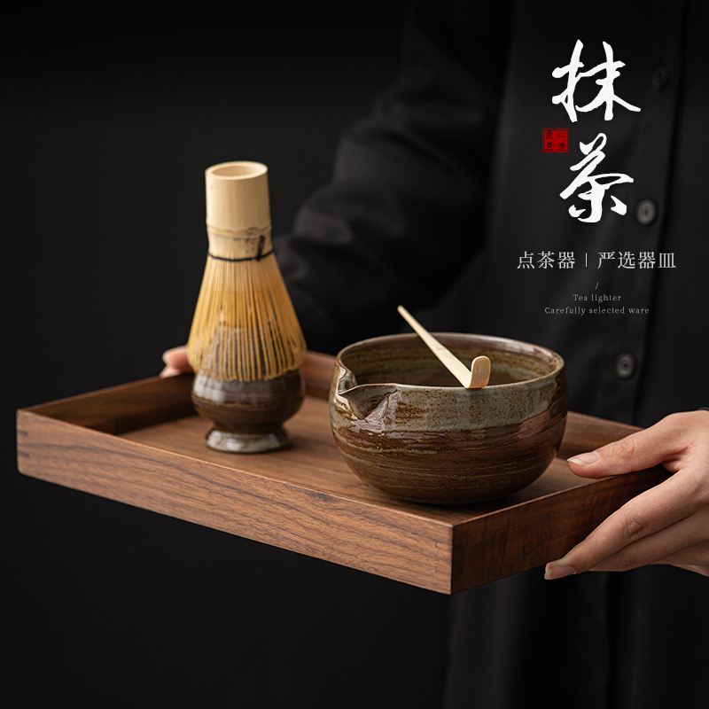 Đồ uống trà bằng gốm thô biến đổi lò nung kiểu Nhật, bình trà sứ, bát matcha đứng, thìa matcha, phụ kiện trà đạo Baibenli Kung Fu
