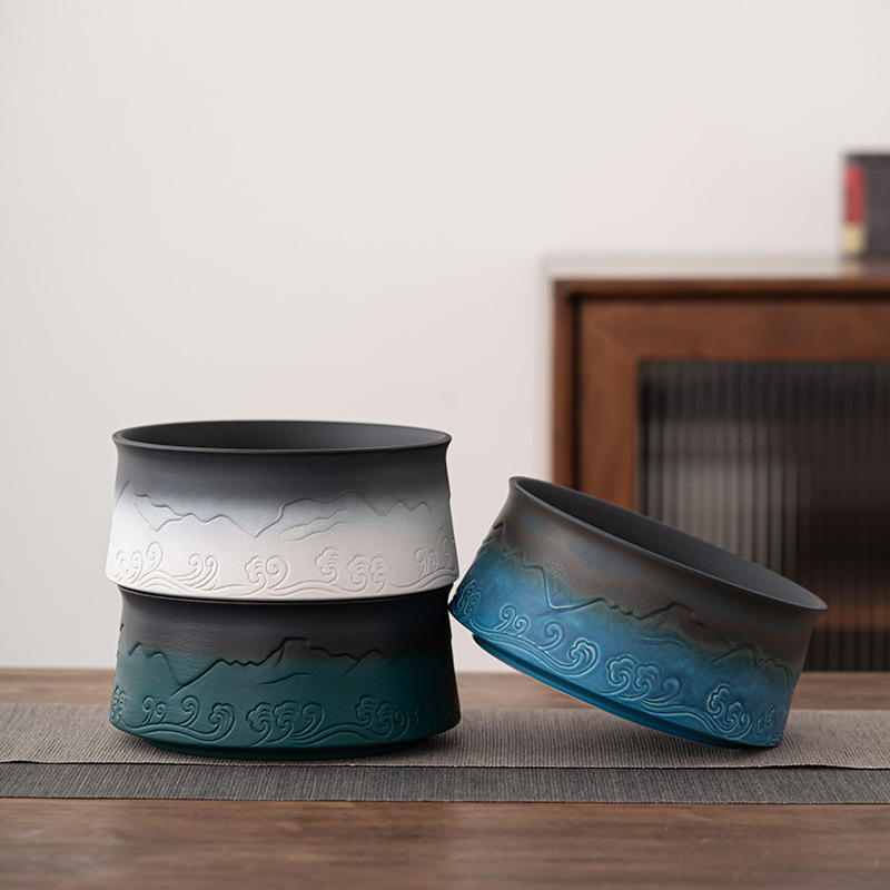 Sơn Hải Quan Trà Rửa Gốm thô Thùng bã trà cực lớn Dụng cụ rửa chén đựng trà dung tích lớn Dụng cụ Rửa Trà Thùng nước thải