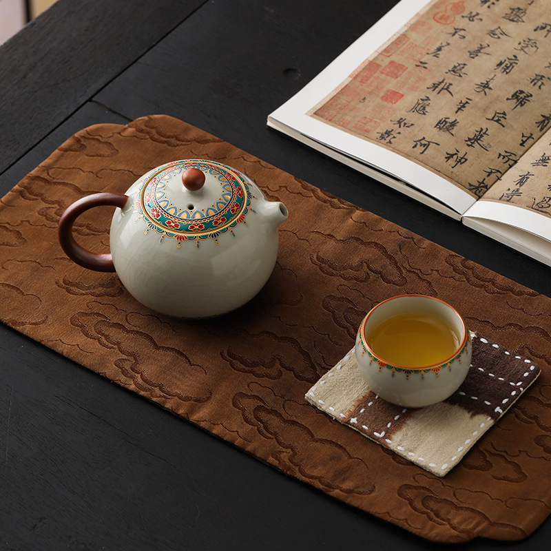 Ru Lò Đôn Hoàng Baoxianghua Xi Shi Ấm pha trà gia dụng bằng gốm sứ có thể nâng cao bộ trà Kung Fu ấm lọc ấm đơn