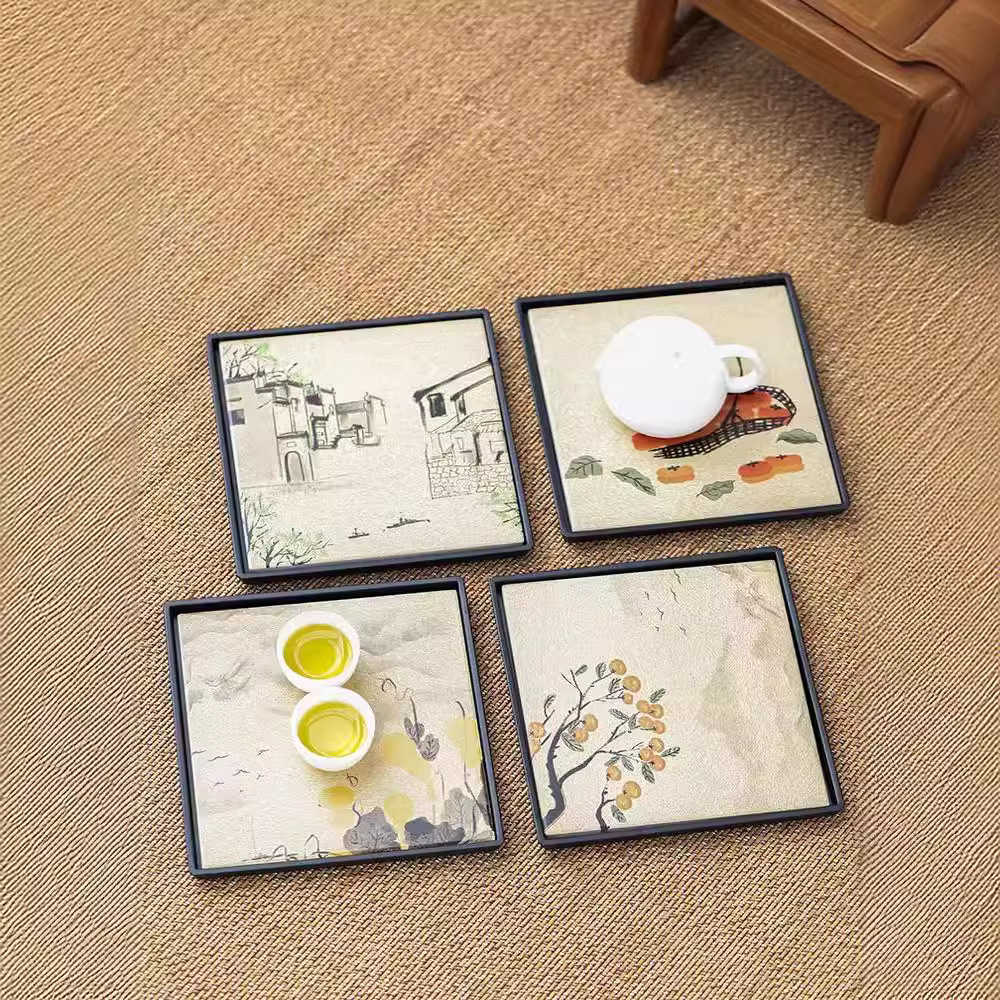 Bình hút gốm thô, khay đựng ấm trà gốm hình tròn, khay đựng nước, khay đựng trà, bàn pha trà nhanh khô nhỏ