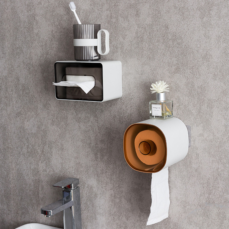 Hộp đựng khăn giấy phòng tắm không đục lỗ hộp giấy cuộn giấy rút chống thấm nước Kệ đựng đồ phòng tắm Kiểu treo tường