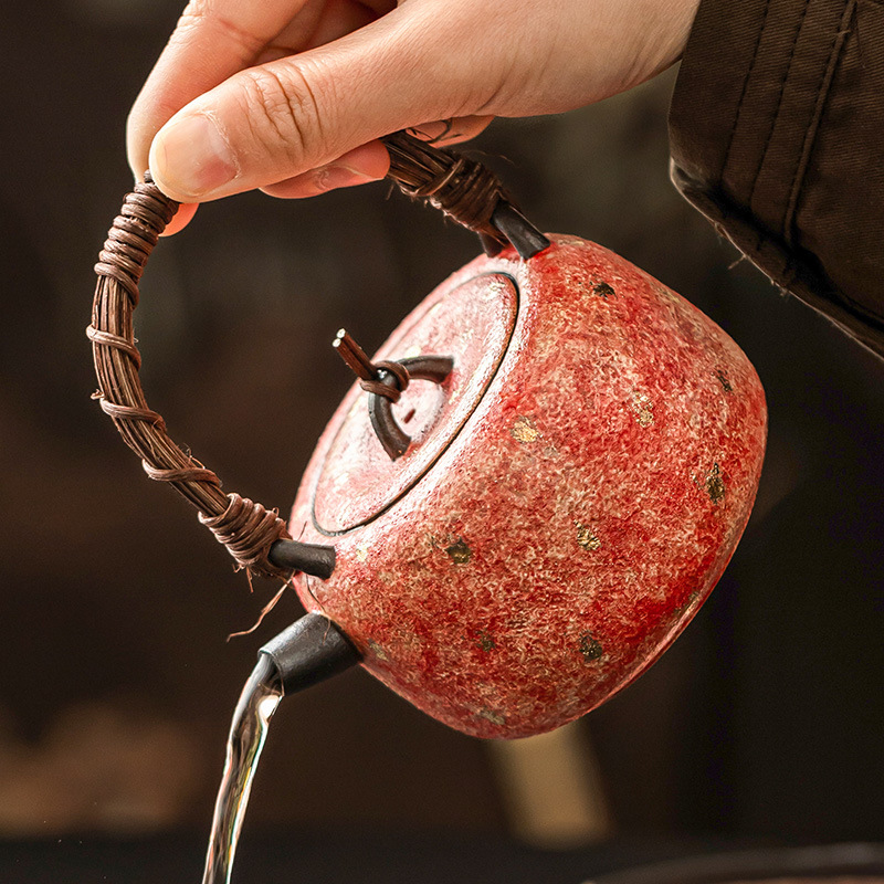 Ấm trà cao cấp tinh tế cao cấp không nóng bằng gốm sơn mỏ đá Ấm trà đơn lọc dụng cụ pha trà Kung Fu gia dụng