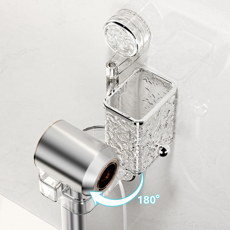 Giá để máy sấy tóc cốc hút, giá treo máy sấy tóc xoay đa chức năng không đục lỗ, giá treo máy sấy tóc treo tường phòng tắm
