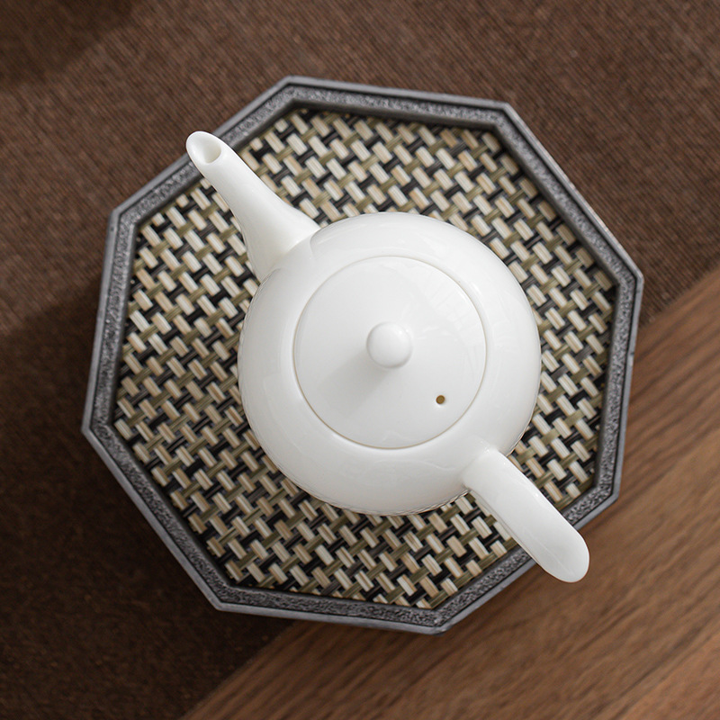 Ấm trà sứ trắng Dehua ấm trà sứ ngọc bích mỡ cừu ấm Vai Đẹp ấm trà nhỏ lọc lỗ bóng ấm trà Bộ trà Kung Fu