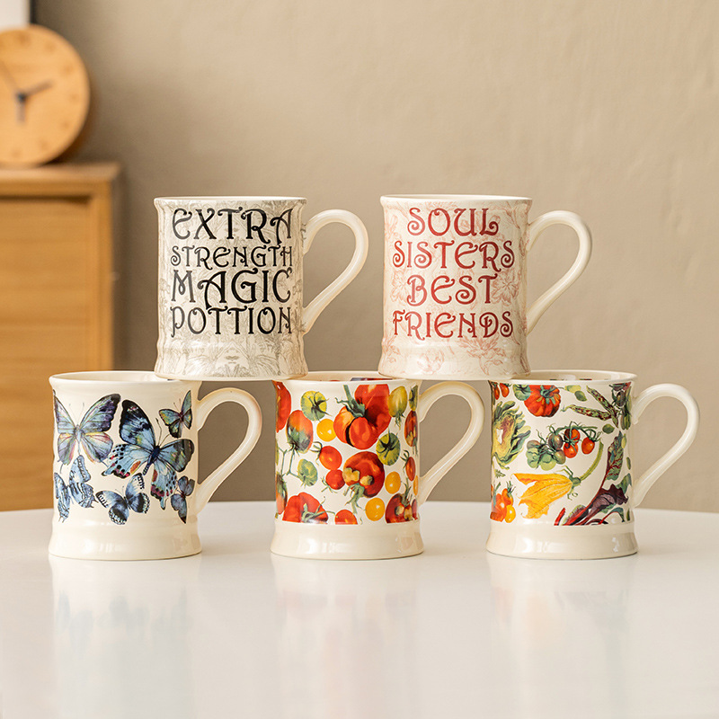 Cốc uống nước cổ điển kiểu Pháp cốc cà phê thích hợp cảm giác cao cấp cốc gốm sứ cốc ăn sáng gia dụng cốc cặp đôi