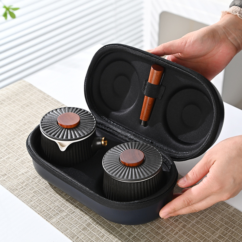 Bộ ấm trà du lịch Nhật Bản một ấm ba cốc gốm sứ nhanh cốc cầm tay cầm bên hông cầm tay cao cấp sang trọng nhẹ