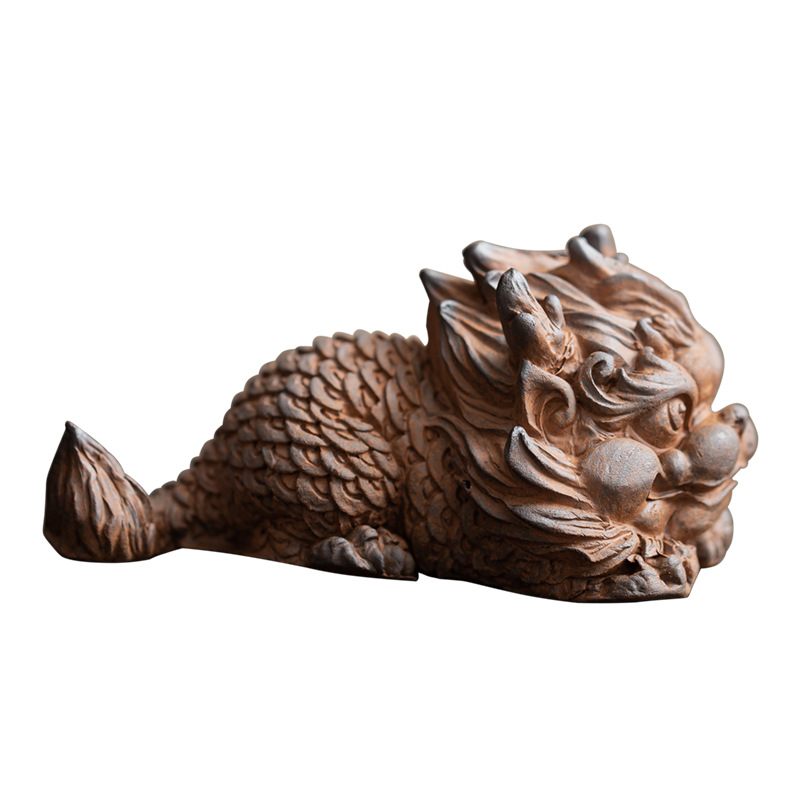 Đồ trang trí kỳ lân bùn đá cũ, bàn trà Trung Quốc, vật nuôi trà, bộ trà Kung Fu, phụ kiện có thể nuôi trà, đồ thủ công trên xe gia đình