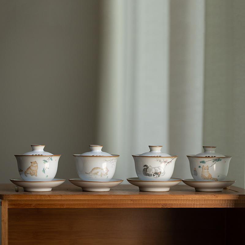 Cốc trà cốc cốc trà cốc cốc trà công phu gốm sứ mở rộng cỡ lớn không nóng bát pha trà cao cấp