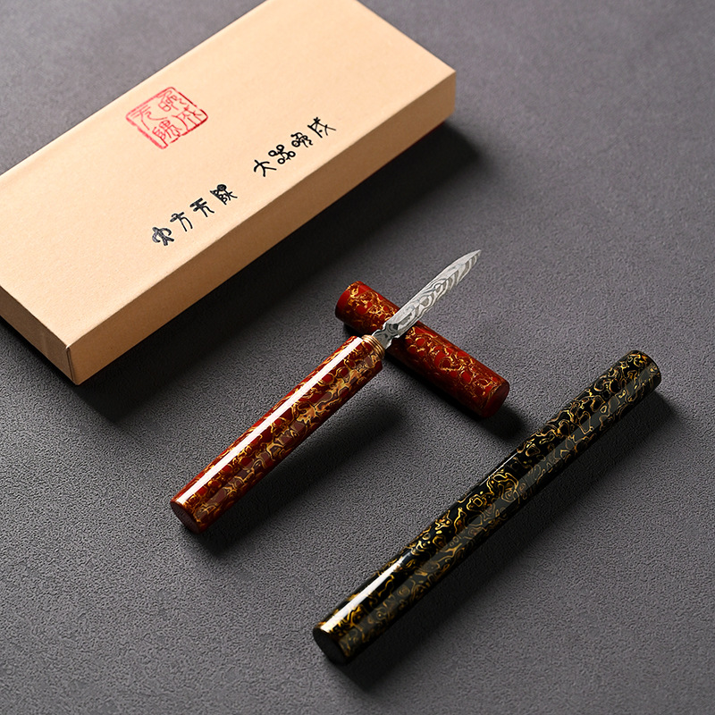 Nhà sản xuất bán buôn sơn mài lớn bằng thép không gỉ gỗ Đàn hương đen tay cầm Trà đen Pu'er Trà Kim Trà dao trà phụ kiện trà đạo có thể khắc logo