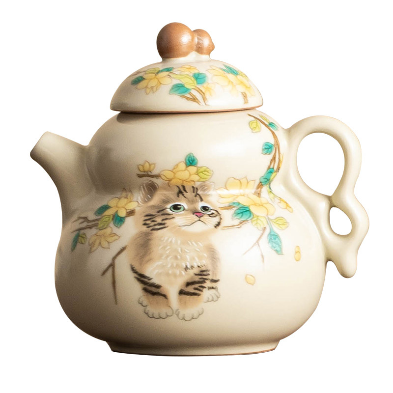 Ấm đun trà gốm sứ ấm đun trà gốm sứ ấm đun nước lọc gia dụng bộ trà kungfu cao cấp cỡ nhỏ không bị nóng tay