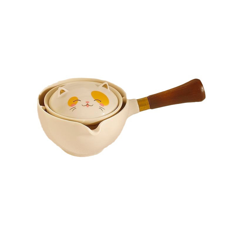 Bộ pha trà dành cho người lười mèo may mắn, Bộ trà đựng đồ du lịch xách tay, ấm trà, đồ dùng pha trà gia dụng, quà tặng