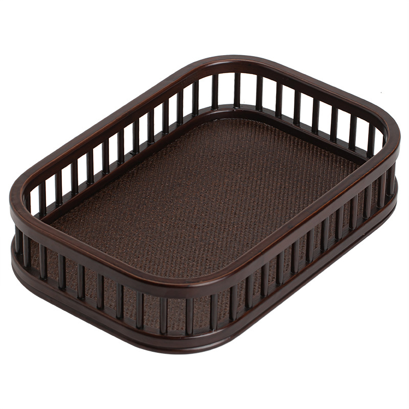 Màu óc chó tre giỏ đựng hình chữ nhật đĩa trái cây hộ gia đình bộ trà đặt giỏ đơn giản khay trà phòng khách khay ăn nhẹ