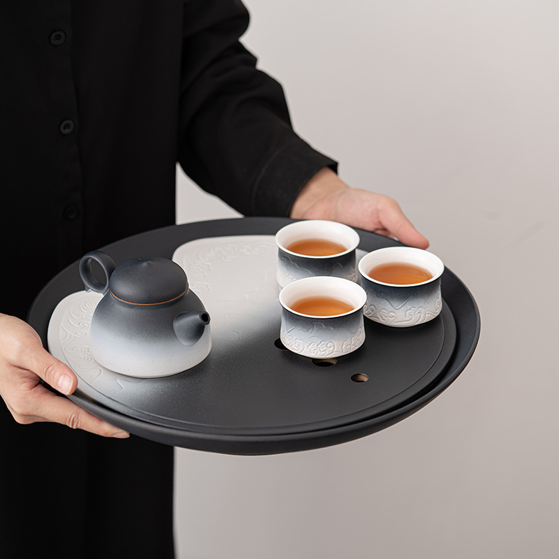 Khay trà Gradient Sơn Hải Quan khay đựng nước phòng khách gia dụng cỡ lớn khay bong bóng Khô Dụng cụ trà Kung Fu khay đĩa