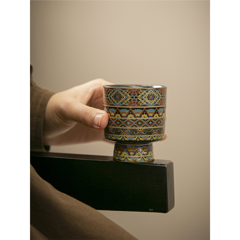 Đôn Hoàng hoa hướng dương mở cốc chủ cốc trà cốc trà mạ vàng chuyên dụng cá nhân dụng cụ trà Kung Fu tráng men cao cấp