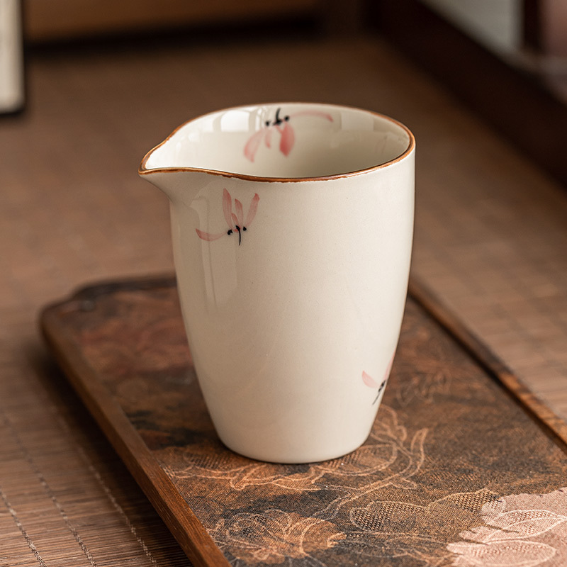 Nhà máy vẽ tay hoa lan màu hồng cốc gốm cốc công cộng cốc đồng phục cao cấp phụ kiện trà bộ trà phân chia trà