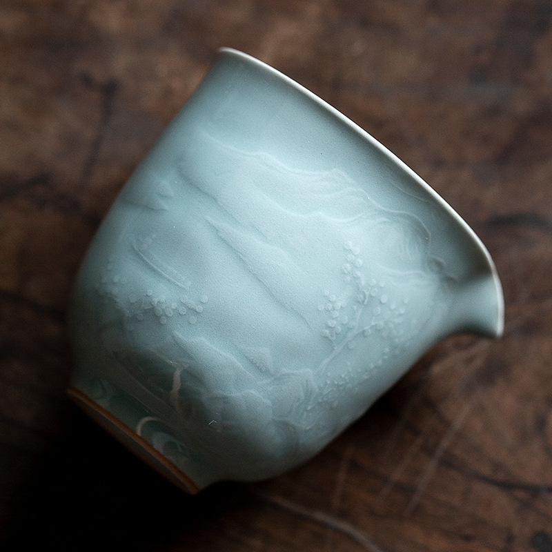 Cốc công bằng men ngọc chạm khắc bóng gia dụng, cốc lọc trà, Bộ trà Kung Fu, bộ trà, phụ kiện trà biển, tách trà