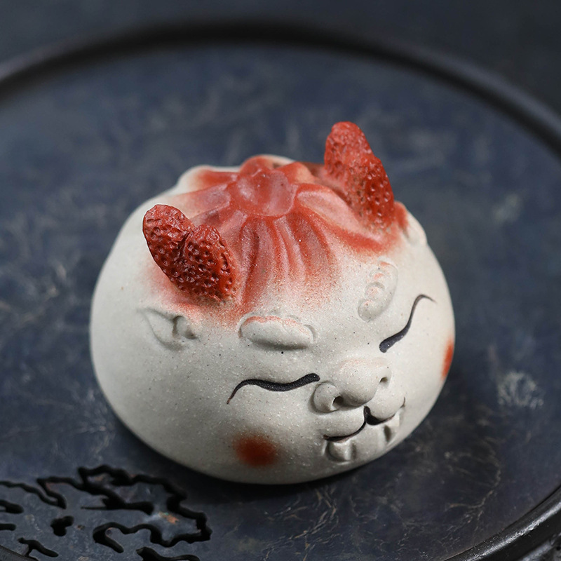 Thú cưng trà cát tím Xiaolongbao đồ trang trí rồng nhỏ dễ thương Bộ trà có thể nuôi được cửa hàng khay trà trang trí thủ công chơi trà hoạt hình