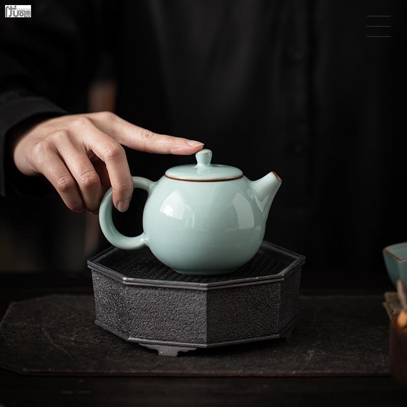 Lò nung Houhu Ru sứ Xi Shi ấm trà gốm sứ Kung Fu bộ trà ấm pha trà Ru Lò nung cánh ve sầu mở một cái ấm đơn nhỏ