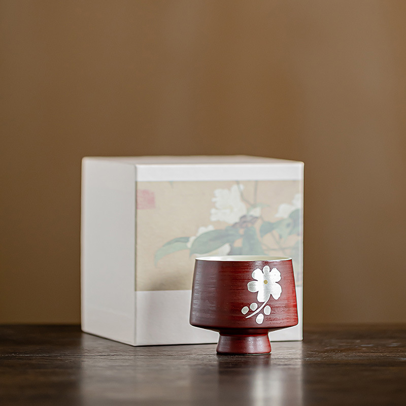 Cốc mận bạc màu Đỏ Táo gai màu hồng cốc trà gốm sứ cốc làm đẹp cốc trà cá nhân Hộp Quà Bộ trà Kung Fu Trung Quốc