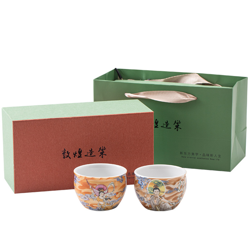 Cốc trà tráng men Đôn Hoàng, cốc thơm, bộ trà gia dụng, cốc chủ nhân gốm sứ, cốc đôi, hộp quà lưu niệm