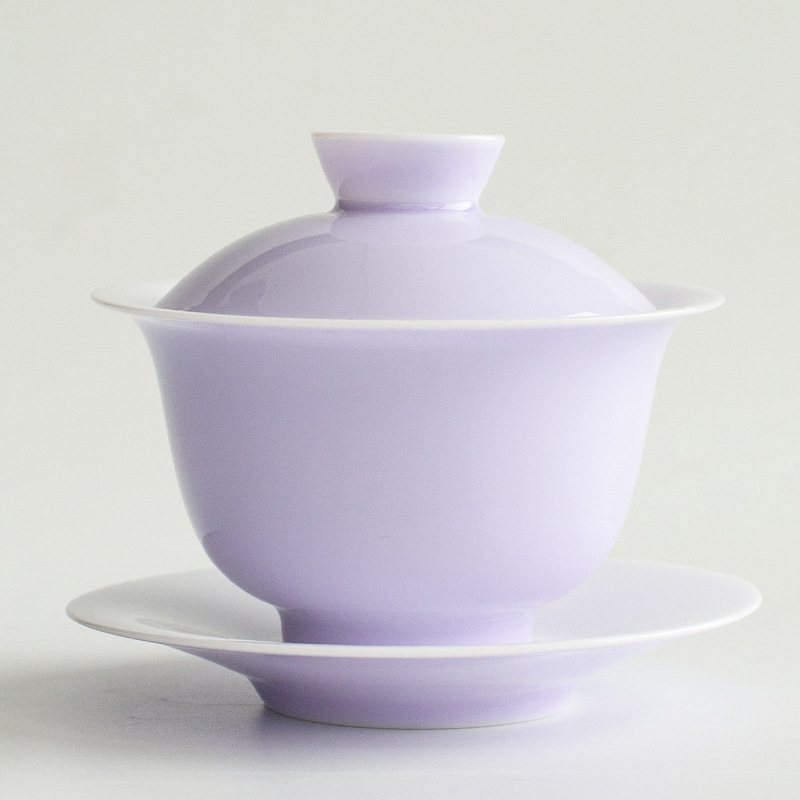 Bát gốm sứ mỏng màu tím hoa oải hương làm bằng tay có nắp Bộ trà Kung Fu có nắp