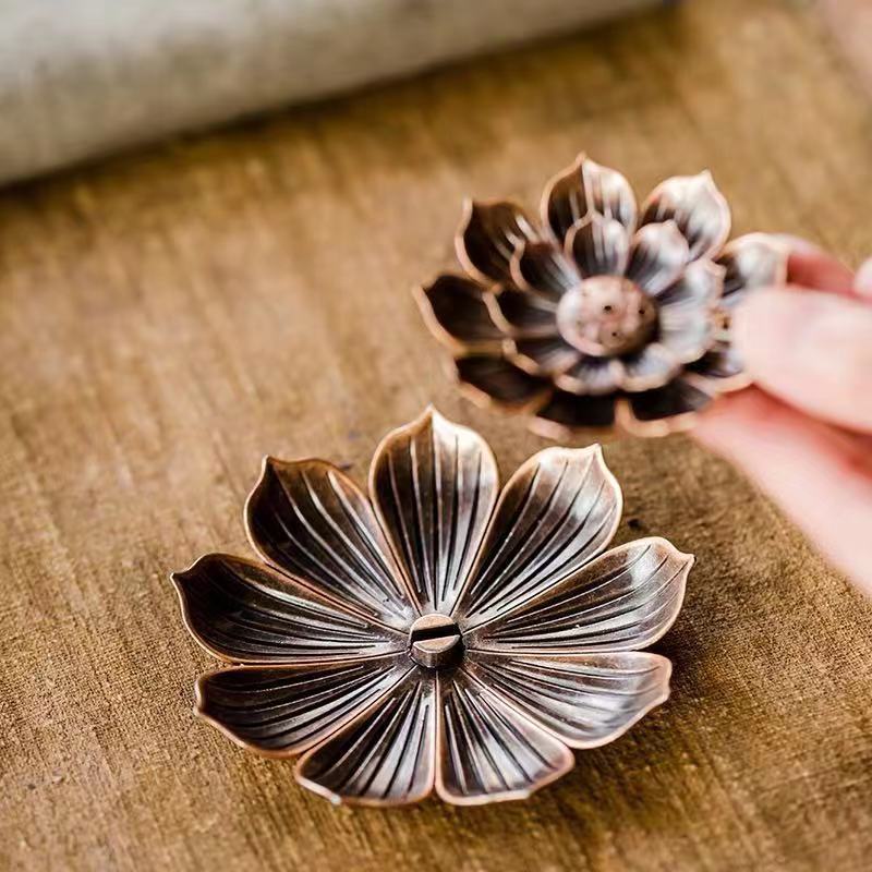 Ghế hương hợp kim cắm hương trà sợi nghệ thuật nhang đĩa thiền hương phụ kiện bộ trà công phu lư hương hoa sen kim loại gia dụng sáng tạo