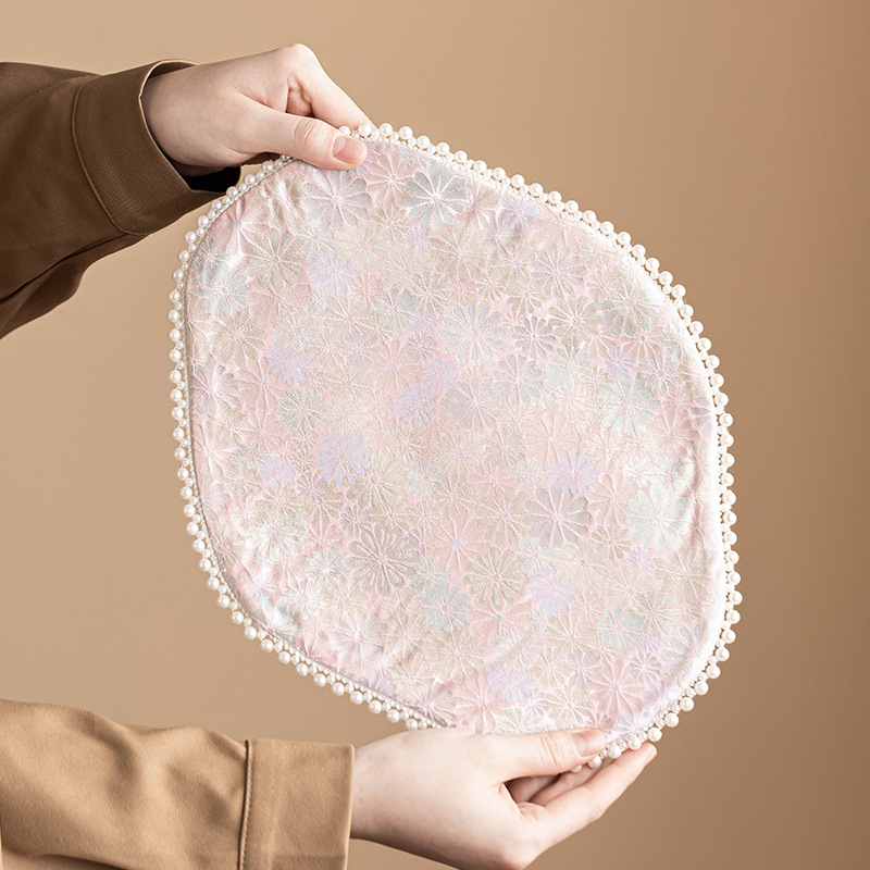 Thảm trà hoa cúc dệt gấm, khăn trà ngọc trai, thảm trải bàn nghệ thuật vải thiền kiểu Trung Quốc mới, thảm trà hai mặt, phụ kiện trà đạo