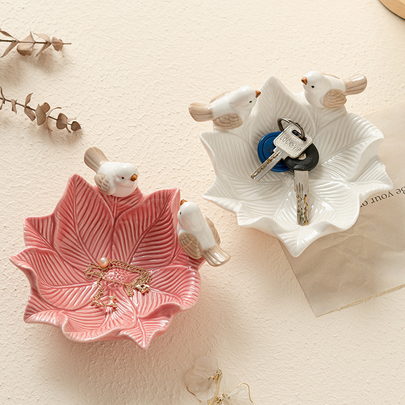 Khay đựng chìa khóa trang sức khay đựng mỹ phẩm để bàn phòng khách gia dụng khay đựng đồ trang trí đồ trang sức nhỏ dễ thương bằng gốm sứ