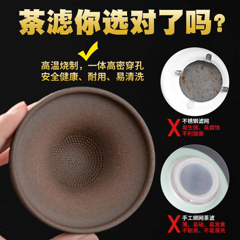 Đồ trang trí vật nuôi trà nhà sư nhỏ bằng sứ tráng men mạ vàng kiểu Nhật dụng cụ lọc trà lưới trà