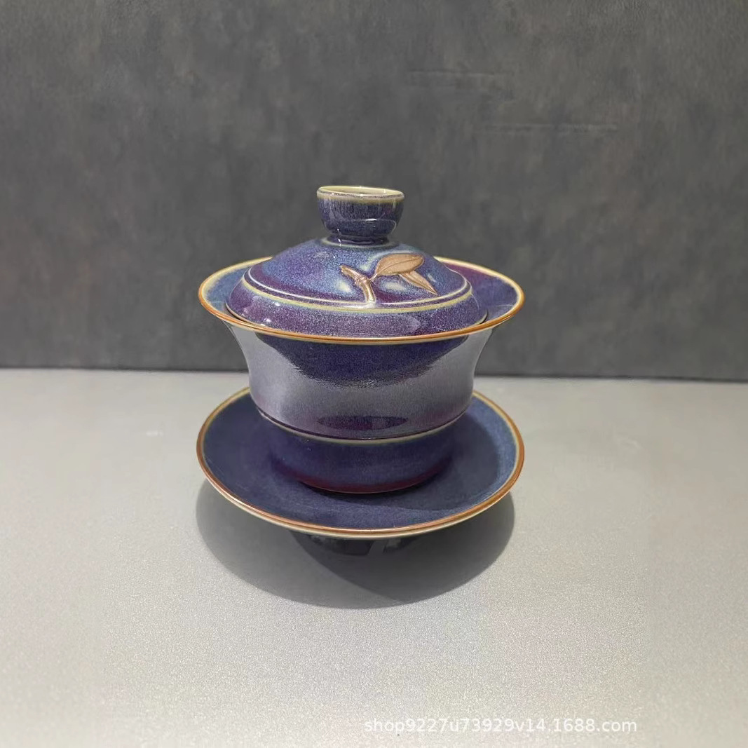 Bát có nắp gốm sứ, bát pha trà tam tài, cốc có nắp biến đổi lò cổ điển, bộ trà Kung Fu, cốc trà văn phòng gia đình cao cấp