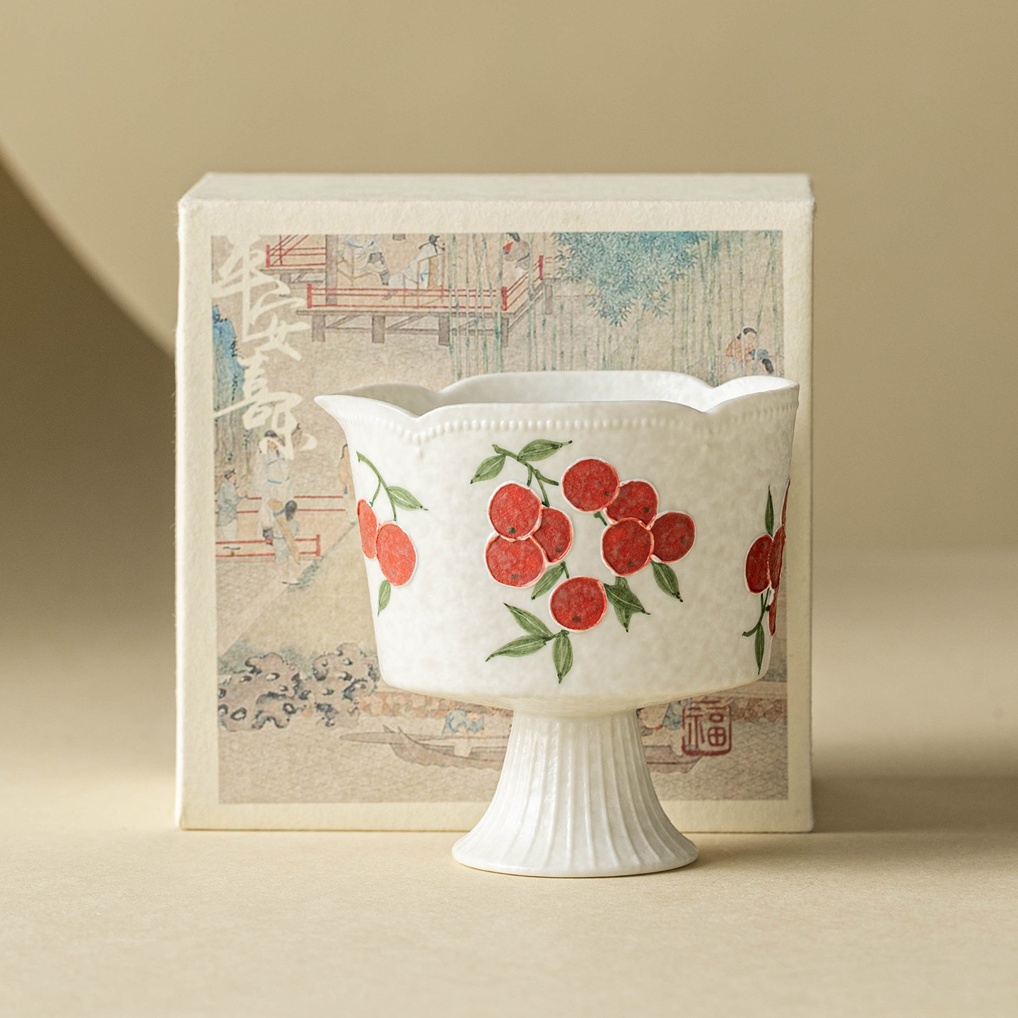 Nhà máy đá mỏ gốm trắng cốc công cộng đống chạm khắc anh đào cốc công bằng sáng tạo trà cao cấp phân chia trà bộ trà Kung Fu