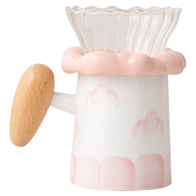 Cốc pha cà phê bằng tay gốm sứ đơn giản có khay lọc bộ ba chiếc cốc uống trà chiều văn phòng gia dụng cốc mug