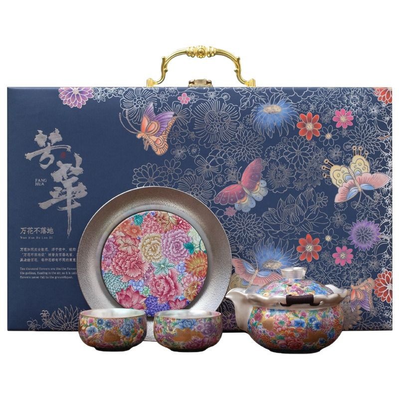 Ấm trà mẫu mới năm 2025 ấm trà cốc cầm tay bộ ấm trà cao cấp mạ bạc chuyên dụng cho nữ hoa