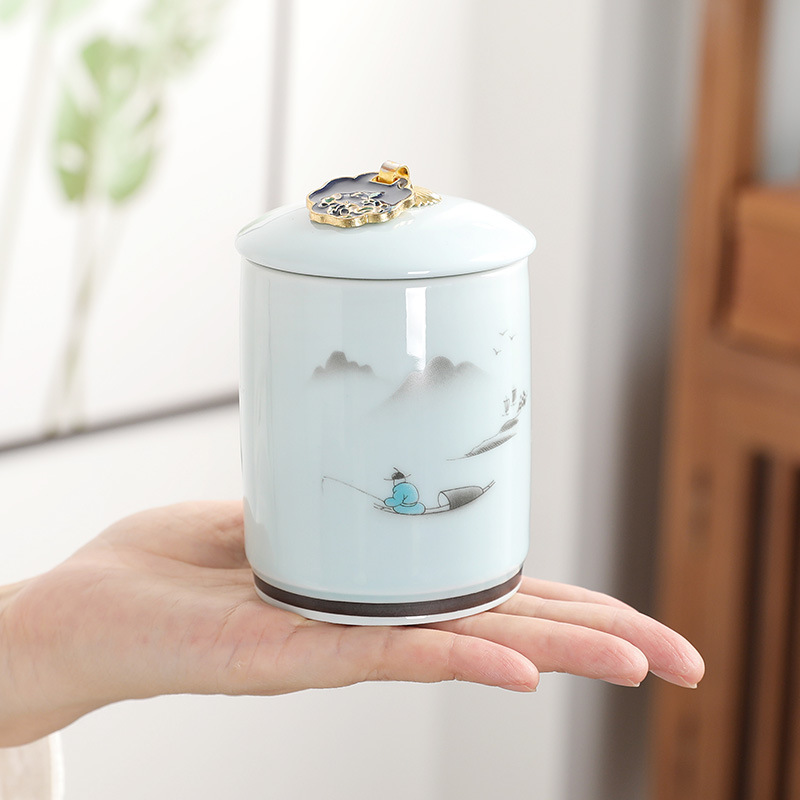 Bình đựng trà gốm sứ bình đựng trà du lịch cầm tay cỡ nhỏ bình đựng trà men ngọc bình pha trà ấm pha trà bộ đồ trà