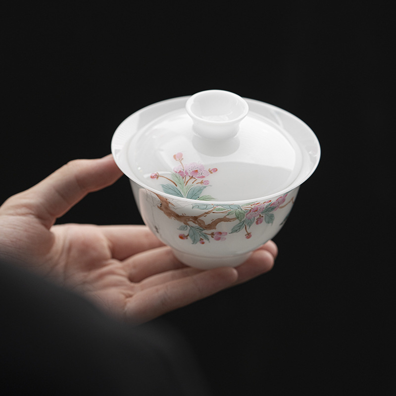 Cốc trà có nắp đậy bằng gốm sứ Đức Hoa gốm sứ Kung Fu gốm sứ Đức Hoa vẽ tay phong cách quốc gia