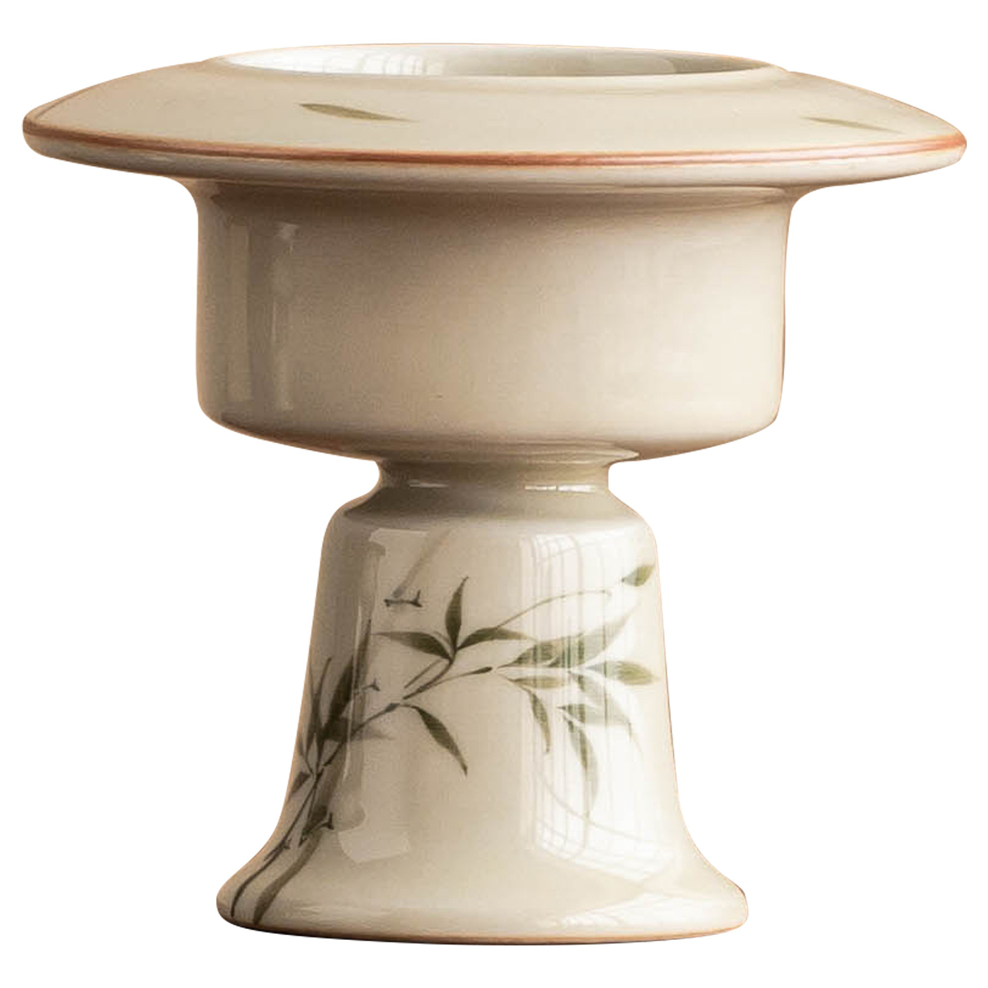 Vẽ tay màu xanh ngọc lục bảo hương thơm cắm hương thơm điểm hương thơm hương thơm mới phụ kiện trà đạo Trung Quốc gốm chân cao chân nến đơn
