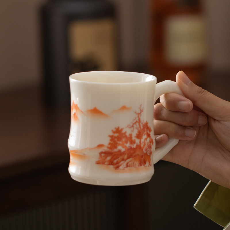 Cốc pha trà sứ trắng ngọc cừu cốc cao cấp chuyên dụng cá nhân cốc nước gốm sứ cốc văn phòng bộ trà quà tặng