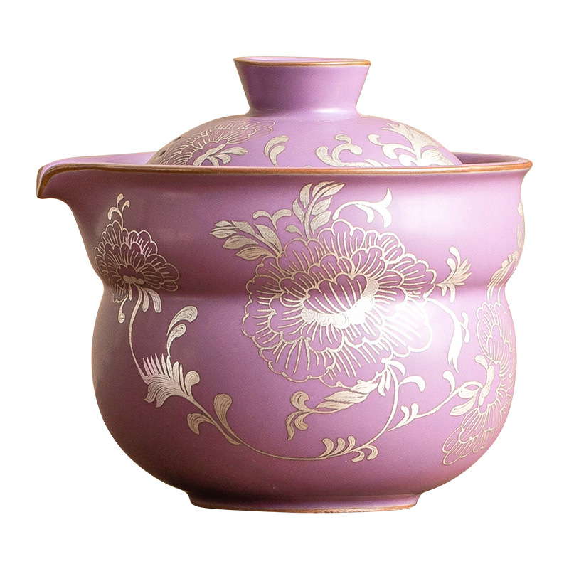Chậu cầm tay gốm sứ, mẫu đơn bạc, bình trà tử đinh hương, bình trà Fulu màu tím, cốc trà, bát pha trà có lọc chống bỏng cao cấp