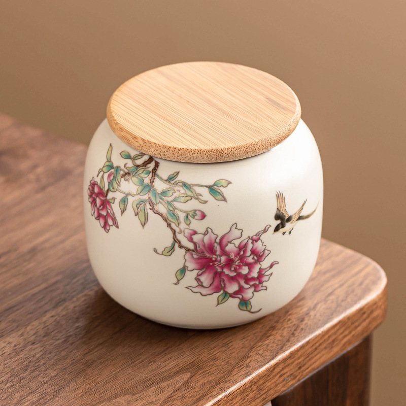 Bình đựng trà chống ẩm Ruyao Bình đựng mỡ lợn Bình đựng hoa mẫu đơn bằng gốm kín Bình đựng trà cầm tay nhỏ Bình rỗng