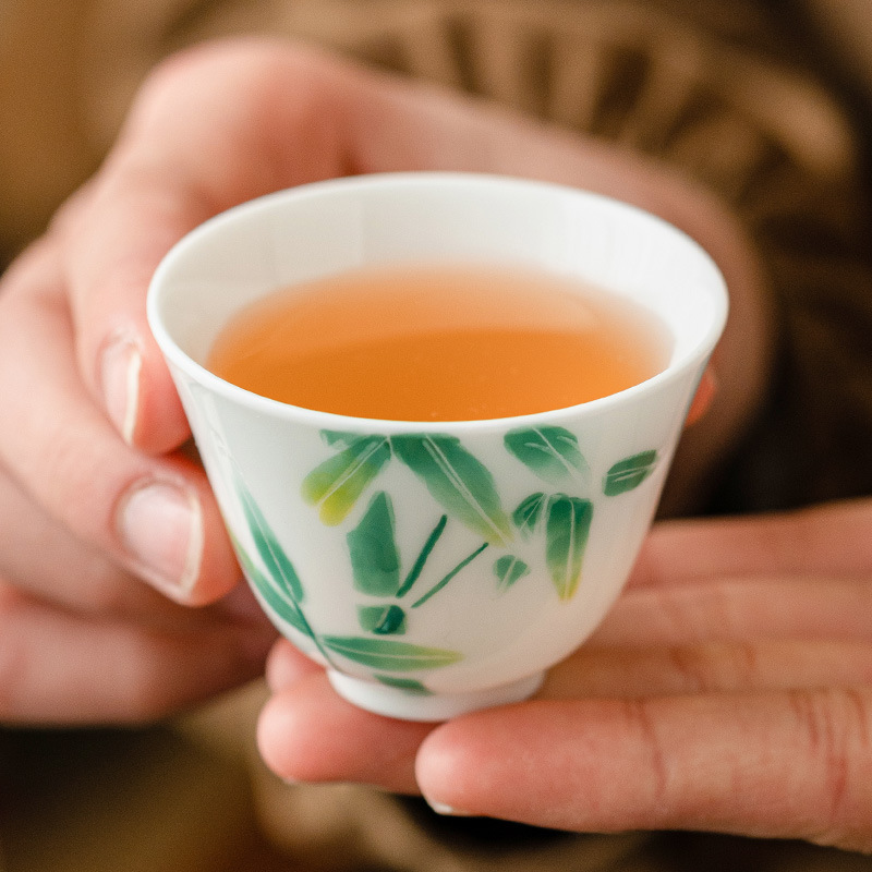Cốc trà vẽ tay, cốc trà, cốc trà, sứ trắng Đức Hoa, cốc cao cấp, cốc trà gốm sứ gia dụng, cốc đặc biệt uống trà