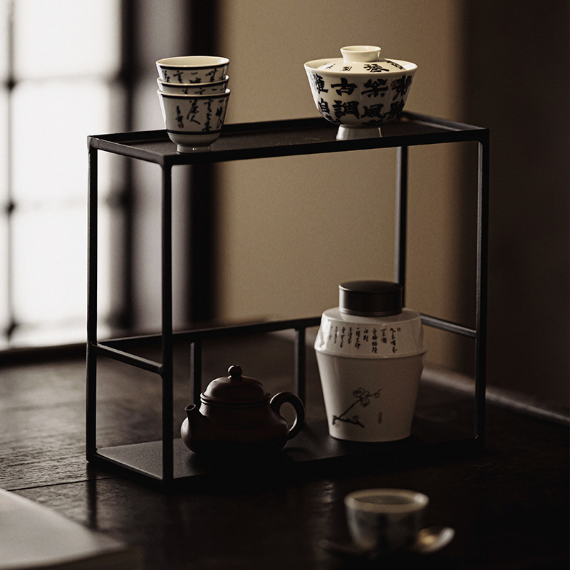 Giá để bàn trà sắt rèn Da'antang Giá để tách trà Giá để đồ Bogu Bộ trà Kung Fu lưu trữ Giá trưng bày để bàn nhiều tầng