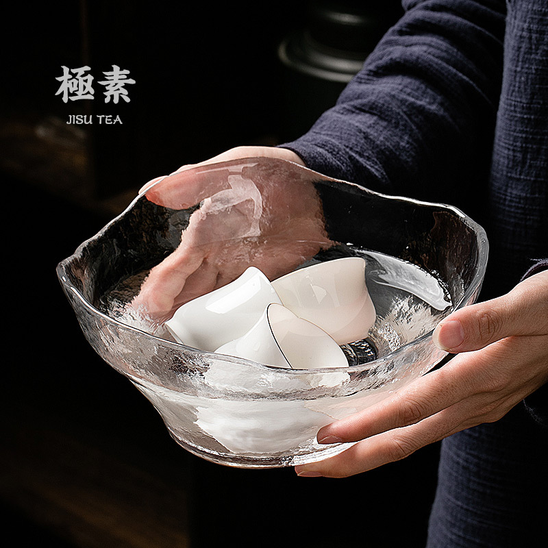Bát trà Bát đựng nước rửa bút rửa trà thủy tinh cực kỳ cực lớn dụng cụ trà Kung Fu Nhật Bản gia dụng Phụ kiện Khay hoa quả trà đạo