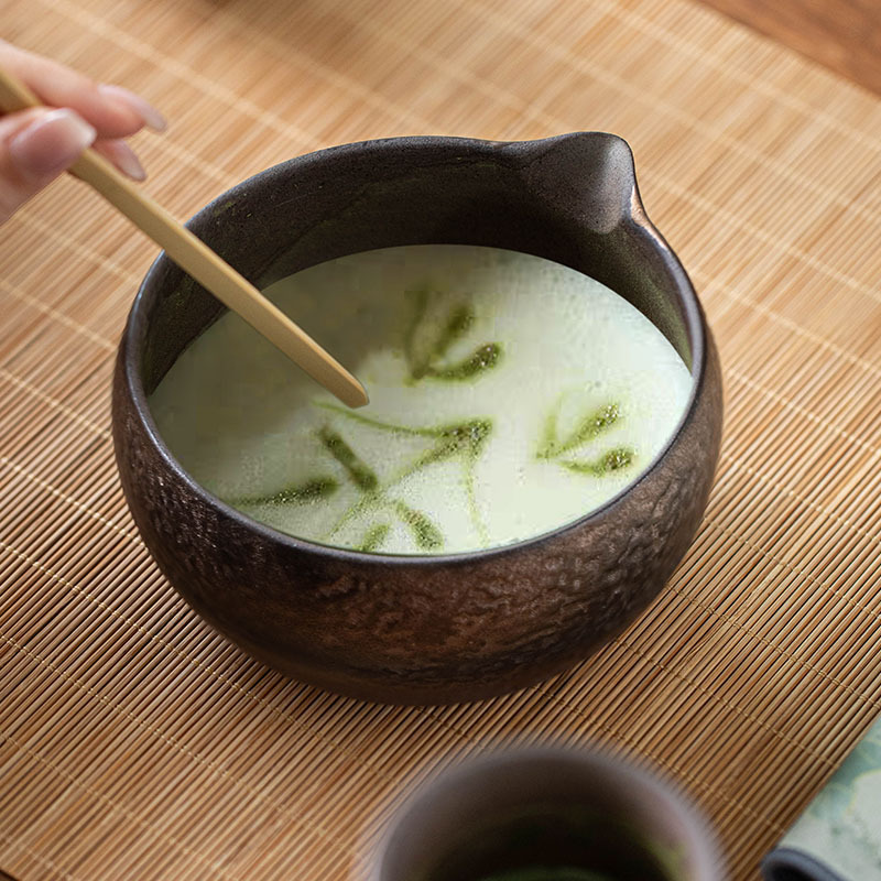 Bộ trà giả Song Matcha trọn bộ dụng cụ pha trà Matcha bát trà Baibenli muỗng trà bình đựng trà ngay lập tức túi đựng đồ cầm tay