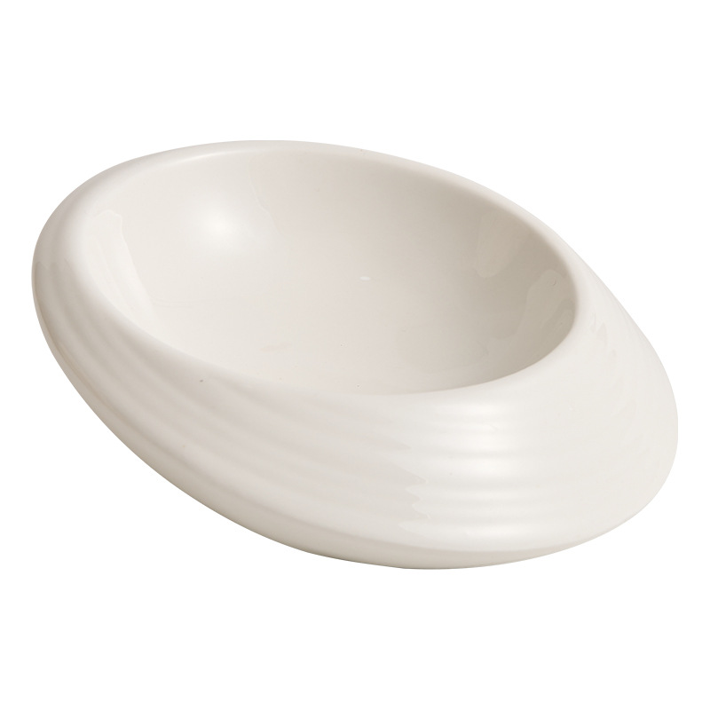 Đĩa hình đặc biệt gốm sứ sọc ngang Đĩa món ăn gia dụng Đĩa bát canh đặc biệt Bộ đồ ăn món ăn khách sạn cao cấp Đĩa hai lớp hình đặc biệt