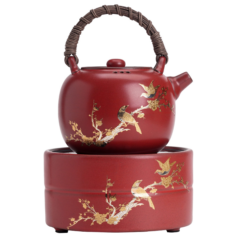 Bếp gốm điện Màu Đỏ Táo gai, xà nâng mây, bình gốm nguyên bản, Ấm đun nước, bếp nấu trà, bộ dụng cụ pha trà