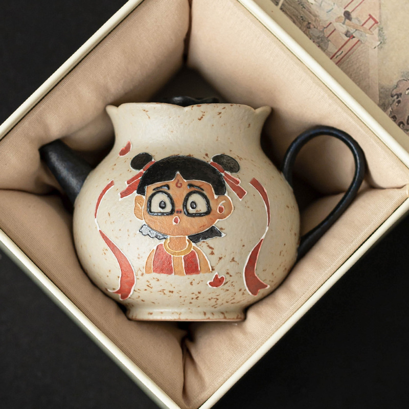 Ấm trà đỏ bằng đá lửa xanh trắng bằng gỗ làm trà gia dụng bằng gốm sứ cốc lọc ấm đơn cỡ nhỏ