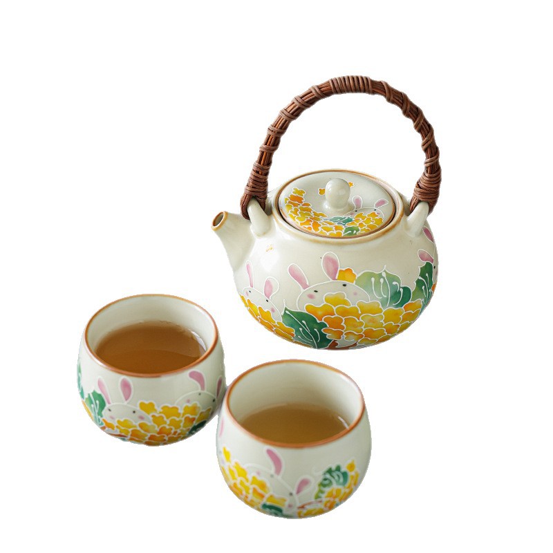 Ấm pha trà Ru Kiln một ấm hai cốc bộ dụng cụ pha trà Kung Fu gia dụng ấm chùm cốc pha trà dung tích lớn hộp quà